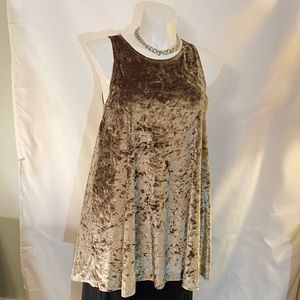 Forever 21 olive crushed velvet swing dress sz L